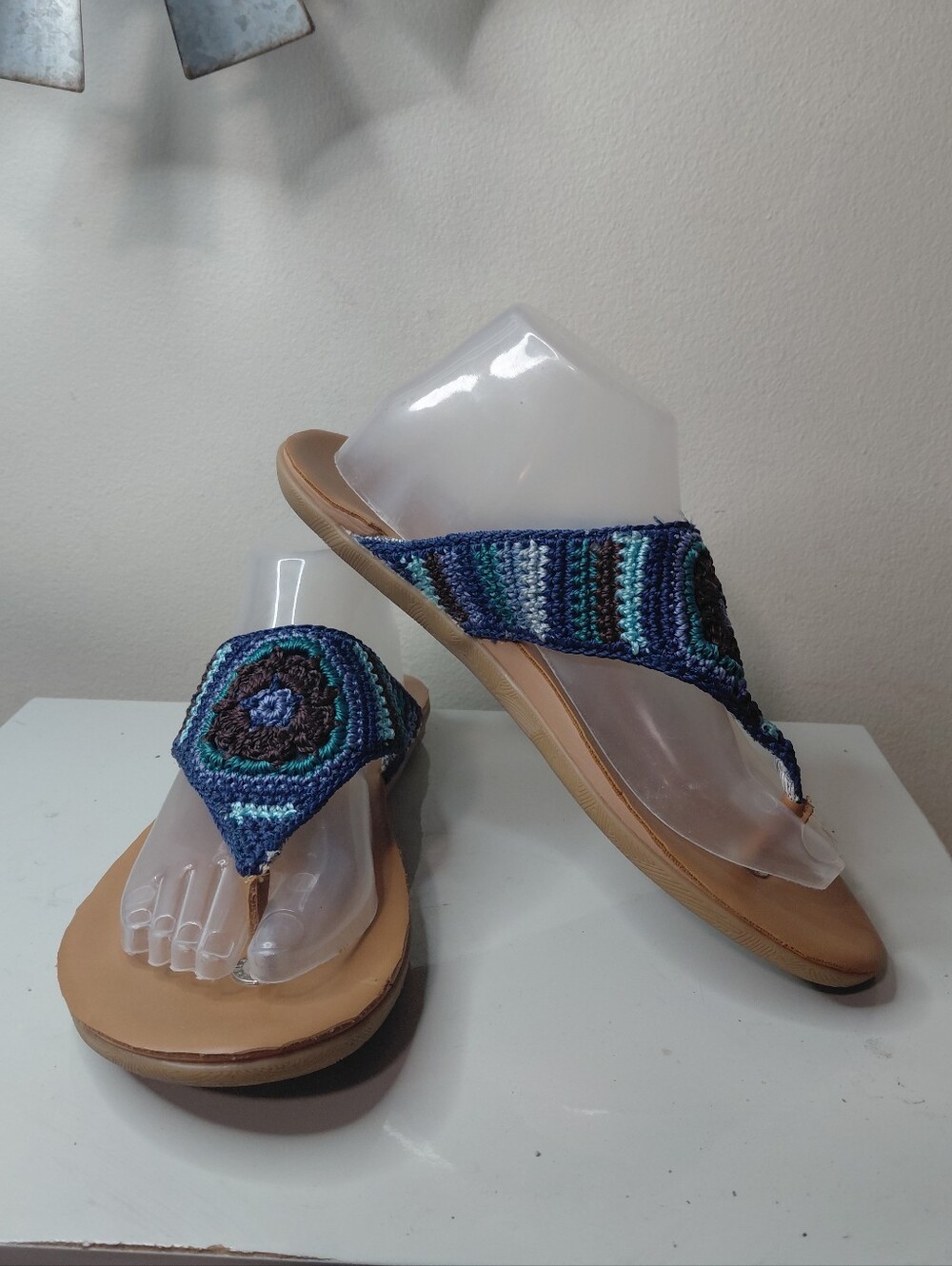 The Sak Blue And Purple Crocheted Thong Sandals Size 10